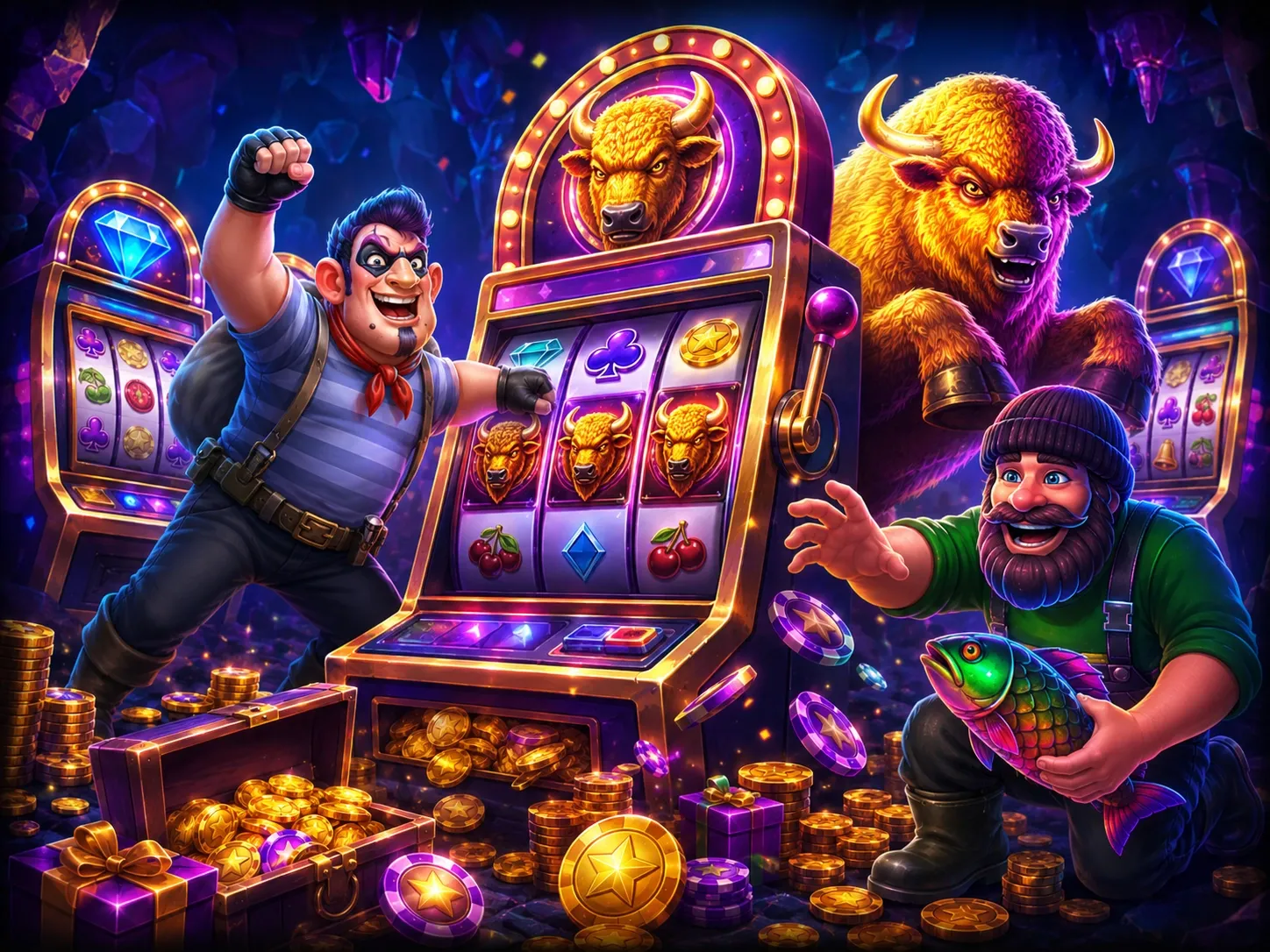 Neon Slot Jackpot Buffalo Adventure